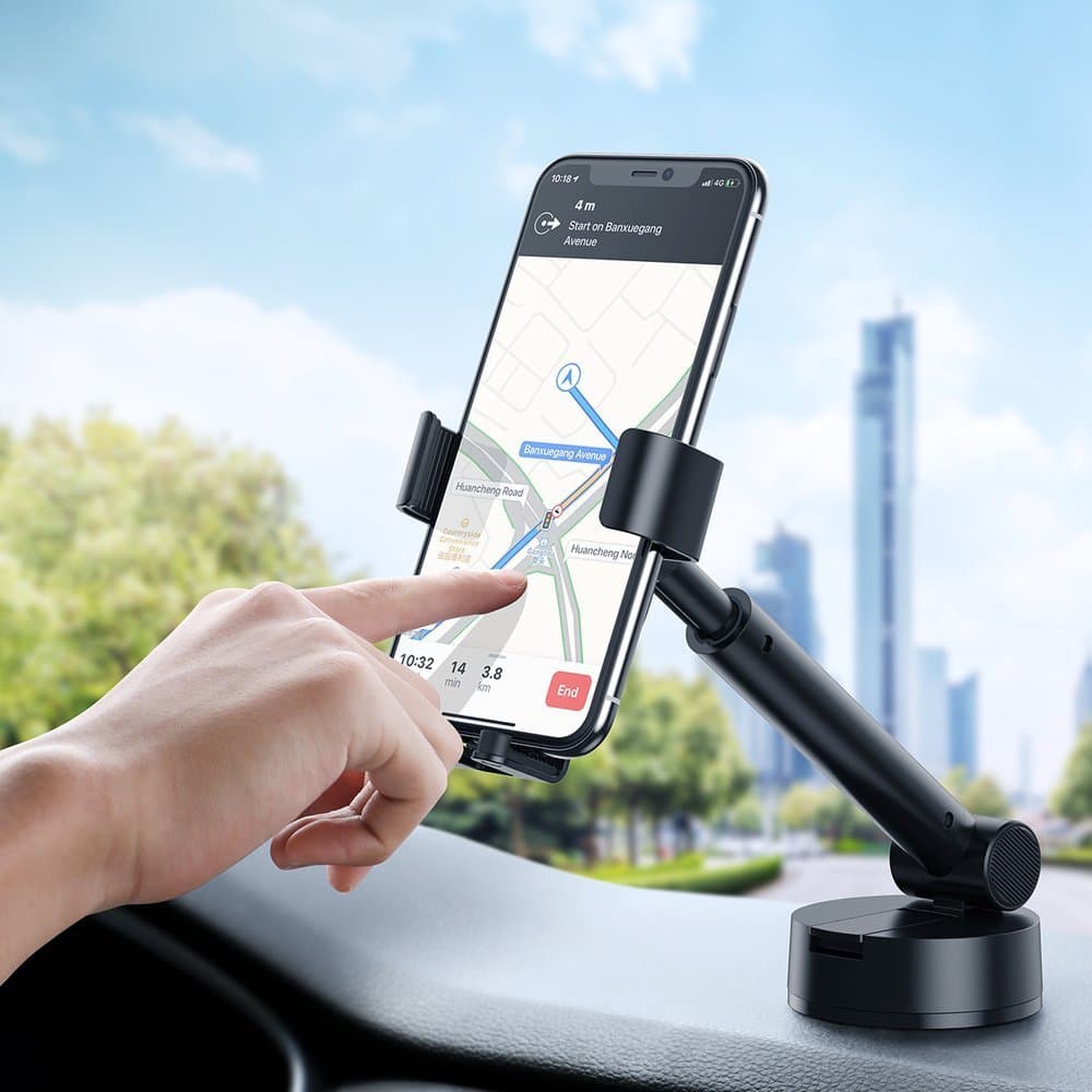 SUPORT AUTO Baseus Simplism pt. SmartPhone, fixare parbriz sau bord prin ventuza, negru "SUYL-JY01" - 6953156220966 — miniatură