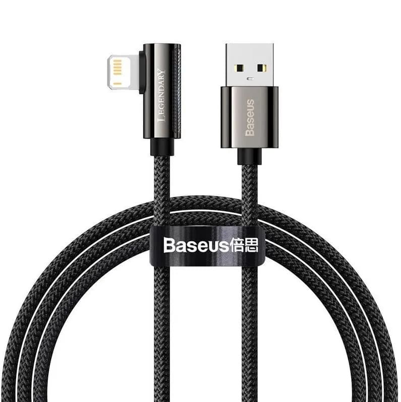CABLU alimentare si date Baseus Legend Elbow, Fast Charging Data Cable pt. smartphone, USB la Lightning Iphone 2.4A, braided, 1m, negru "CALCS-01" - 6953156207516