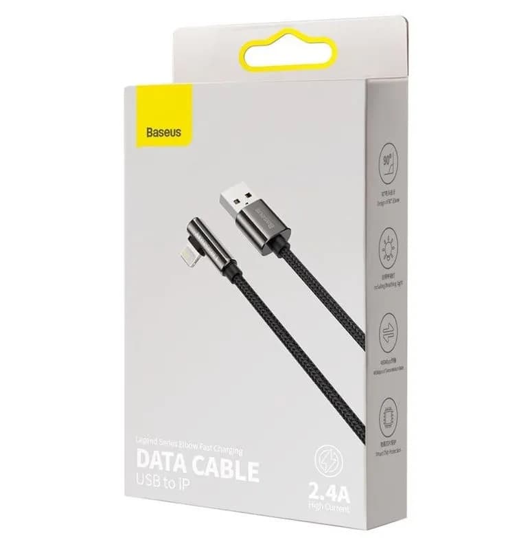 CABLU alimentare si date Baseus Legend Elbow, Fast Charging Data Cable pt. smartphone, USB la Lightning Iphone 2.4A, braided, 1m, negru "CALCS-01" - 6953156207516 — miniatură