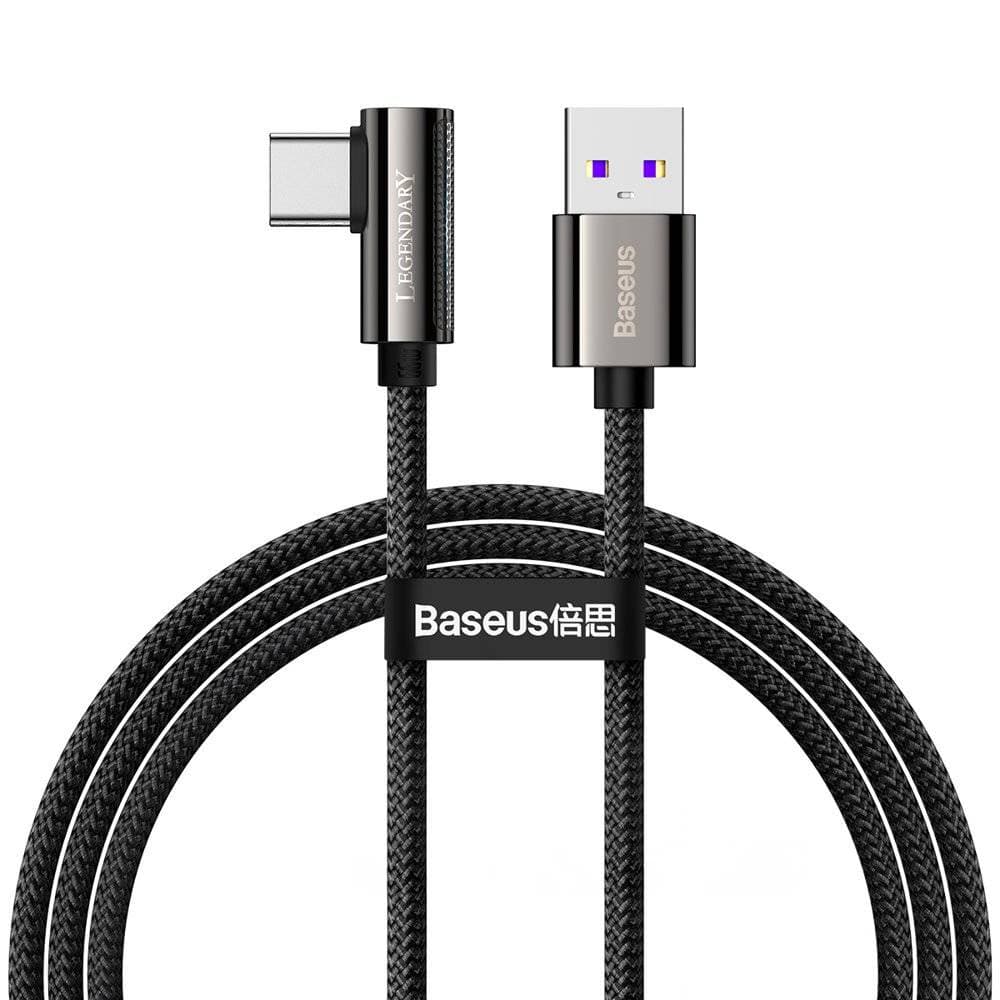 CABLU alimentare si date Baseus Legend Elbow, Fast Charging Data Cable pt. smartphone, USB la USB Type-C 66W, braided, 1m, negru "CATCS-B01" - 6953156207530