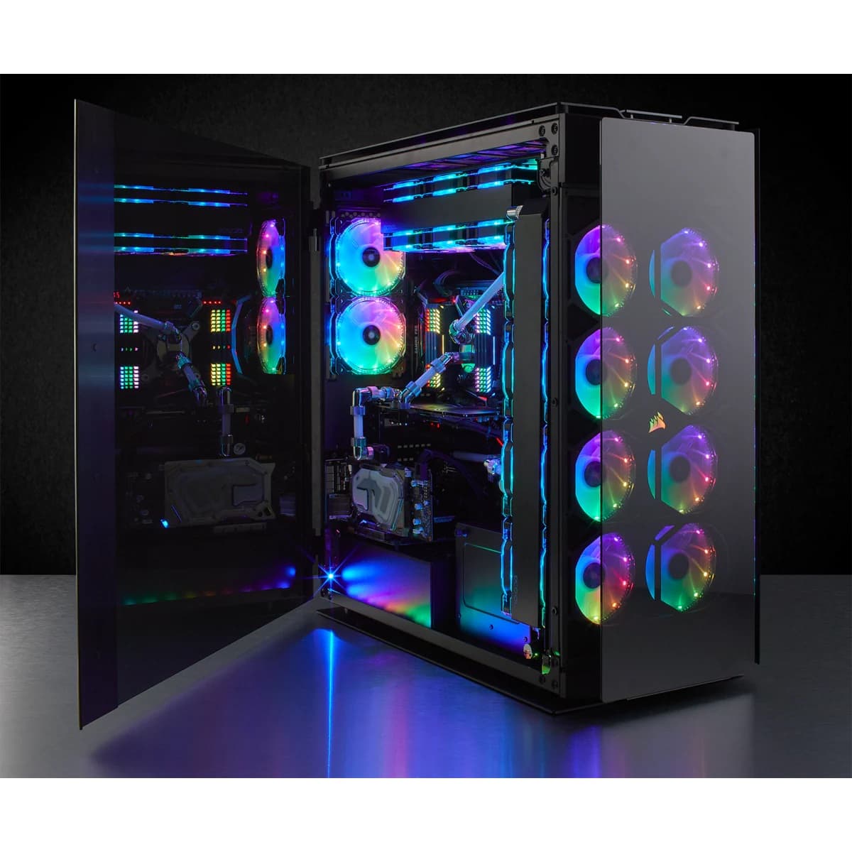 CARCASA CORSAIR Tower, ATX, "Obsidian Series 1000D Super-Tower Case", fara sursa, sticla securizata, fan x nu, USB 3.1 x 4, USB 3.1 gen 2 Type-C x 2, Jack 3.5 mm x 2, mesh, negru, "CC-9011148-WW" — miniatură