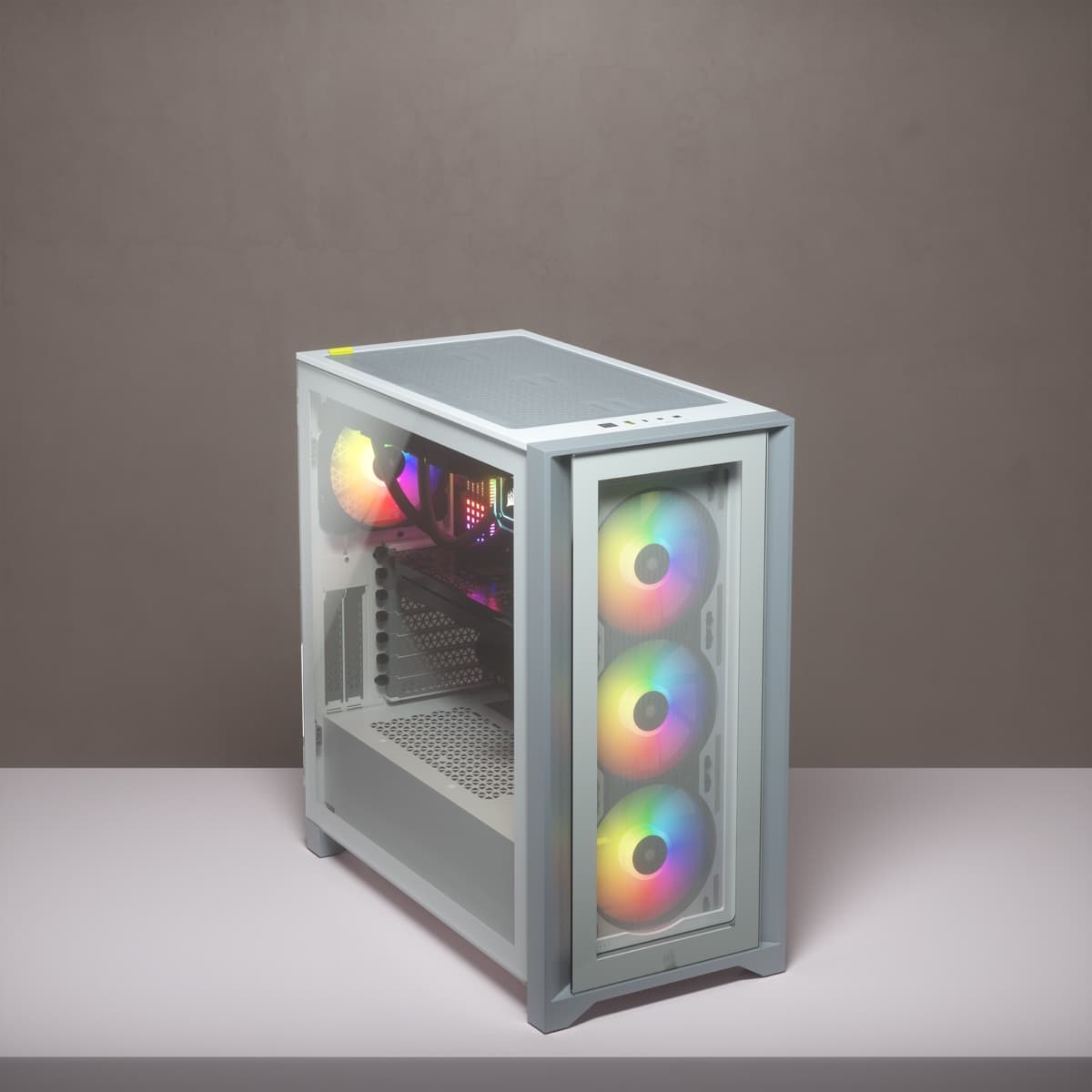 CARCASA CORSAIR Middle Tower, ATX, "iCUE 4000X RGB", fara sursa, sticla securizata, fan x 2, USB 3.0 x 2, USB 3.1 gen 2 Type-C x 1, Jack 3.5 mm x 1, mesh, alb "CC-9011205-WW" — miniatură
