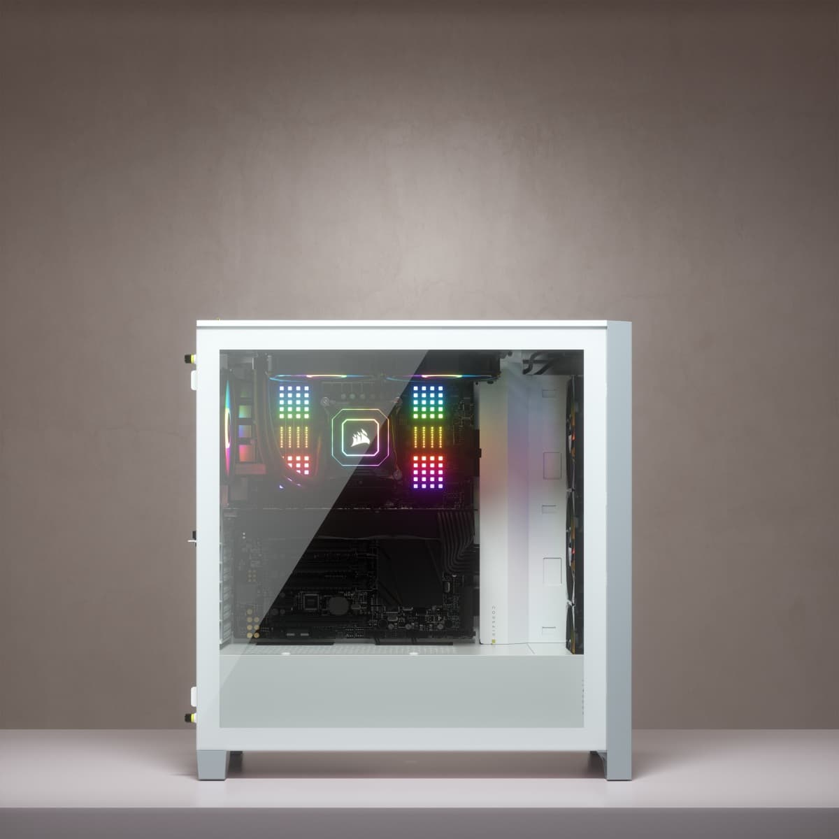 CARCASA CORSAIR Middle Tower, ATX, "iCUE 4000X RGB", fara sursa, sticla securizata, fan x 2, USB 3.0 x 2, USB 3.1 gen 2 Type-C x 1, Jack 3.5 mm x 1, mesh, alb "CC-9011205-WW" — miniatură