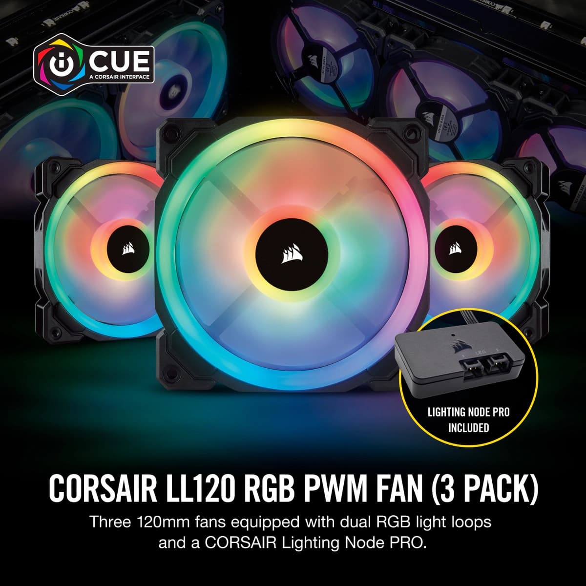 VENTILATOR Corsair, pt carcasa PC, 120 mm, 1500 rpm, LED RGB, 3 ventilatoare, "CO-9050072-WW" — miniatură