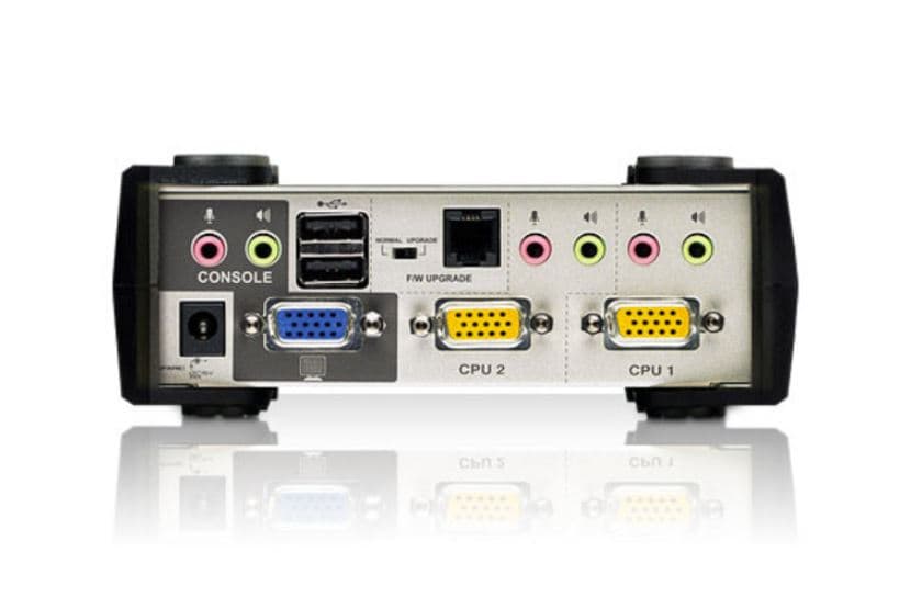 SWITCH KVM si HUB USB ATEN, control 2 PC la 1 KVM, conector 1: SPHD-15 (M) x 2, 3.5 mm Jack (M) x 4; conector 2: USB (M) x 4, VGA (M), 3.5 mm Jack (M) x 2, "CS1732AC-AT" — miniatură