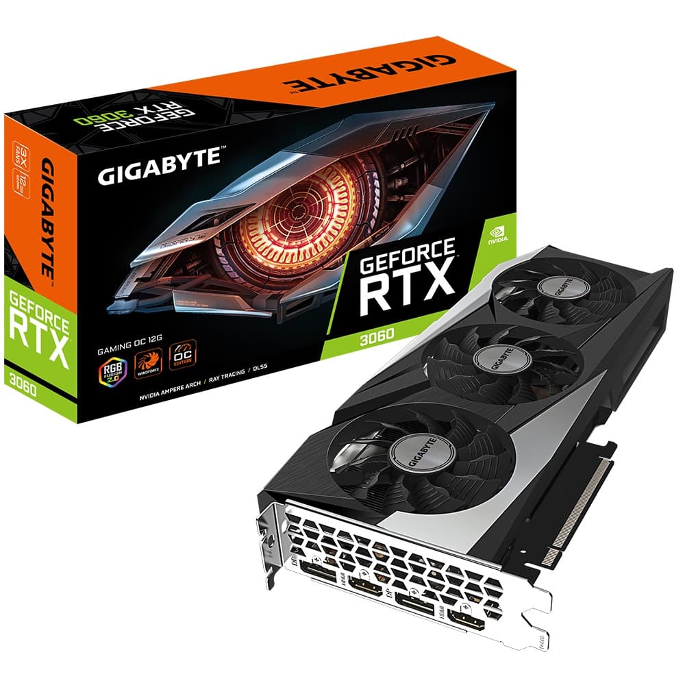PLACA VIDEO GIGABYTE "GeForce RTX 3060 GAMING OC 12G (rev. 2.0)", 12 GB GDDR6 192 biti, PCI Express 4.0 x 16, HDMI x 2 DisplayPort x 2, sistem racire aer, "N3060GAMING OC-12GD 2.0" — miniatură