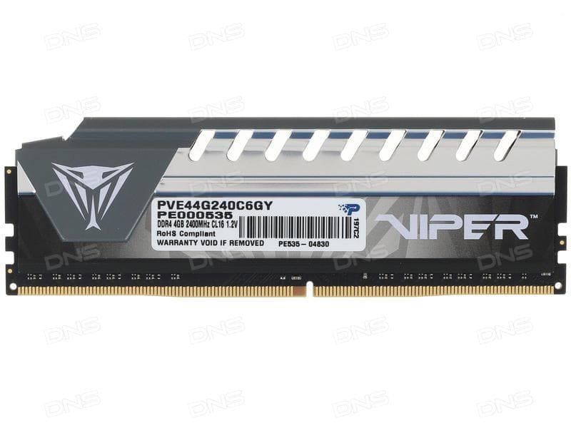 Memorie DDR Patriot DDR4 4 GB, frecventa 2400 MHz, 1 modul, radiator, "PVE44G240C6GY"