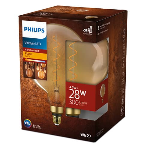 BEC LED Philips, soclu E27, putere 4.5W, forma clasic, lumina flacara, alimentare 220 - 240 V, "000008719514313842" — miniatură