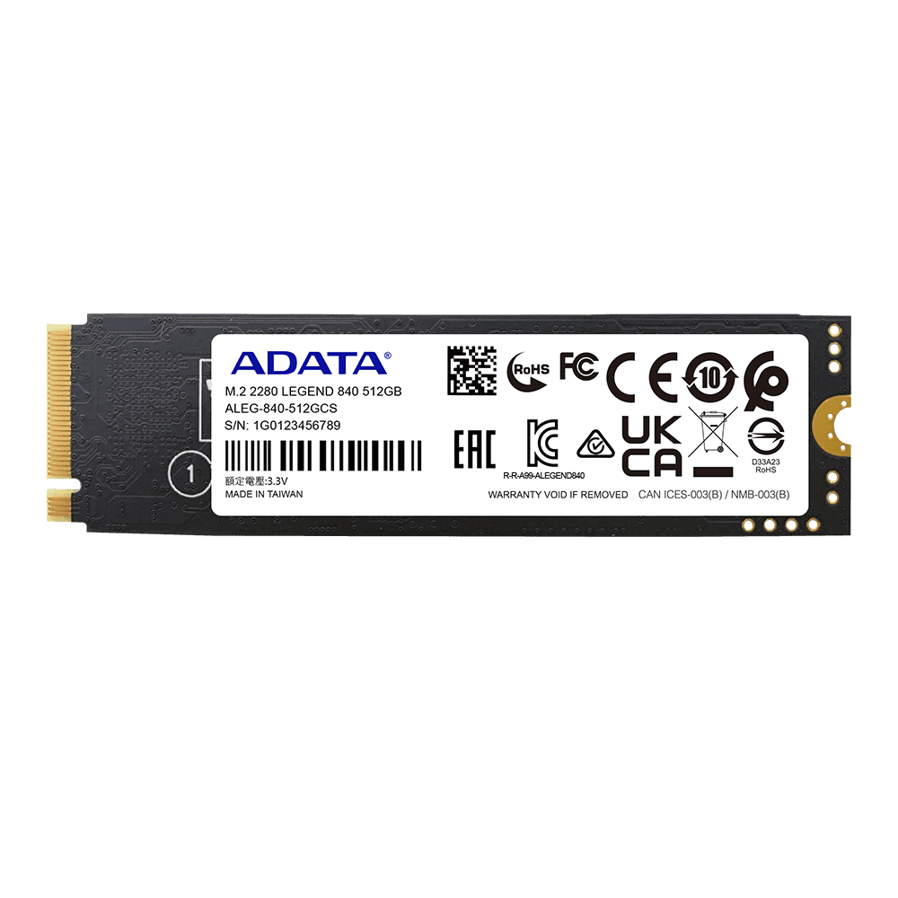SSD ADATA, LEGEND 840, 512 GB, M.2, PCIe Gen4.0 x4, 3D TLC Nand, R/W: 5000/3400 MB/s, "ALEG-840-512GCS" — miniatură