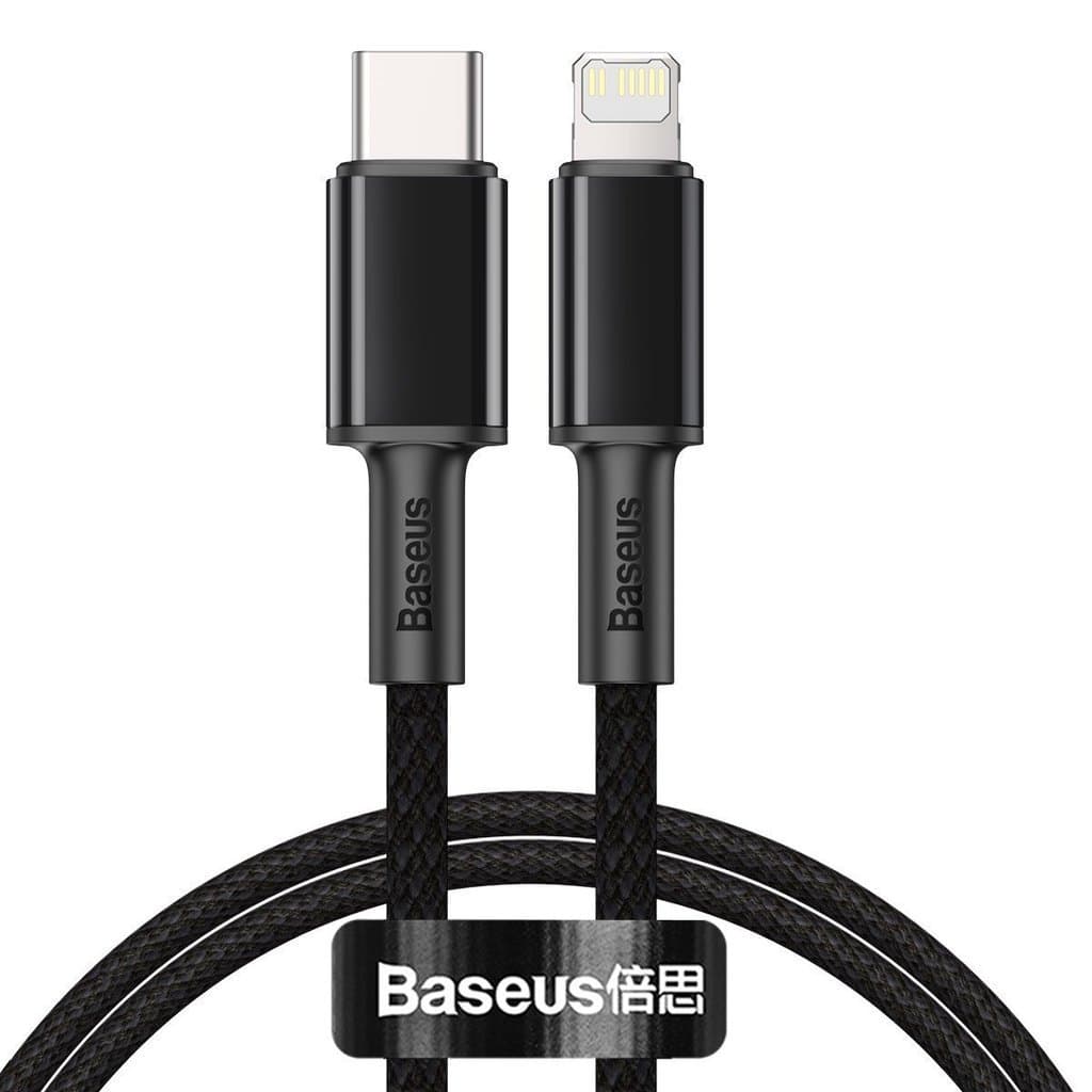 CABLU alimentare si date Baseus High Density Braided, Fast Charging Data Cable pt. smartphone, USB Type-C la Lightning PD 20W, braided, 2m, negru "CATLGD-A01" - 6953156231948