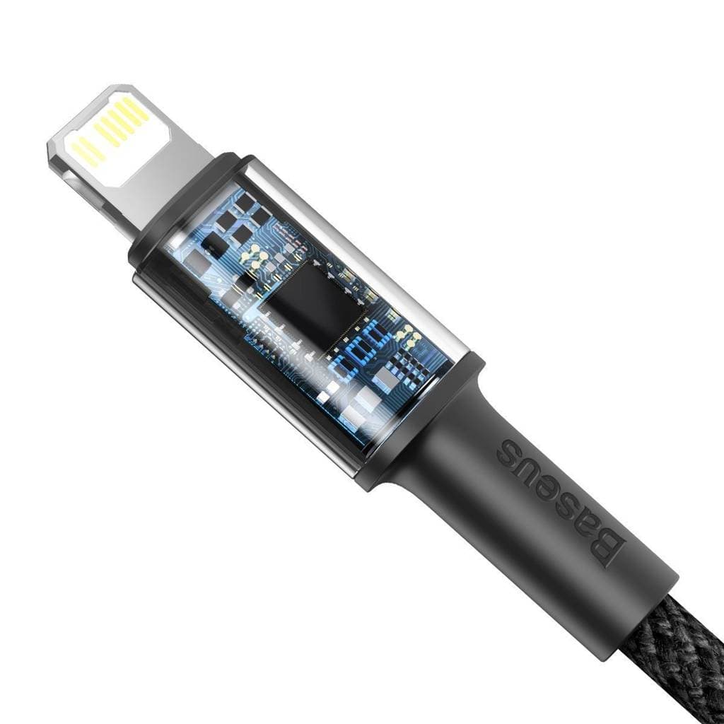 CABLU alimentare si date Baseus High Density Braided, Fast Charging Data Cable pt. smartphone, USB Type-C la Lightning PD 20W, braided, 2m, negru "CATLGD-A01" - 6953156231948 — miniatură