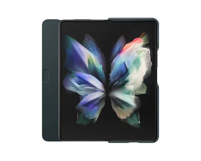HUSA Smartphone Samsung, pt Galaxy Z Fold3, tip back cover (protectie spate), piele, ultrasubtire, verde, "EF-FF926LGEGWW" — miniatură