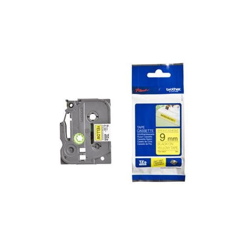 Banda laminata Original Brother Black on Yellow, TZES621, pentru E105|E110|H100|H101|H105|H110|H111|P300|128|200|1000|1010|1090|1100|1120|1130|1160|1170|1180|1190|1200|1230|1280|1290|6100|7100|ST1150, 9mm, incl.TV 0 RON, "TZES621"