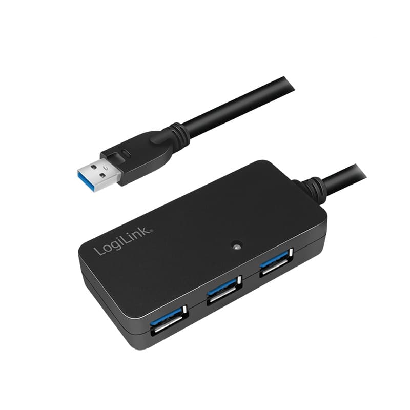 CABLU USB LOGILINK prelungitor, USB 3.0 (T) la 4 x USB 3.0 (M), 10m, activ (permite folosirea unui cablu USB lung), negru, "UA0262"