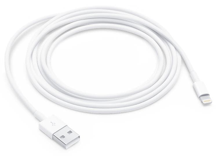 CABLU alimentare si date smartphone Apple, Lightning (T) la USB 2.0 (T), cauciuc, lungime 2 m, alb, "md819zm/a"