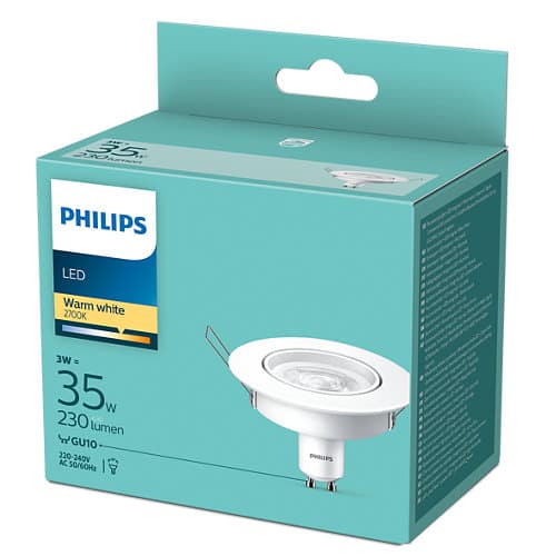 SPOT incastrat LED Philips, soclu GU10, putere 3W, forma spot, lumina alb calda, alimentare 220 - 240 V, "000008718699777937" — miniatură