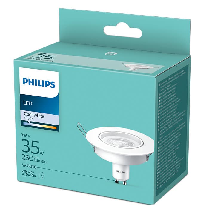 SPOT incastrat LED Philips, soclu GU10, putere 3W, forma spot, lumina alb rece, alimentare 220 - 240 V, "000008718699777951" — miniatură