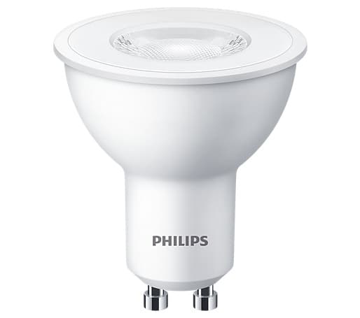 SET 6 becuri LED Philips, soclu GU10, putere 4.7W, forma plat, lumina alb calda, alimentare 220 - 240 V, "000008719514394032"