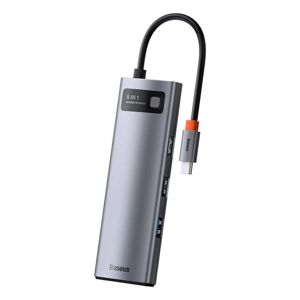 DOCKING Station Baseus Metal Gleam,conec USB-C,USB 3.0x3,SDx1,microSDx1,RJ-45 Gigabit LANx1,USB-Cx1 PD 100W 5V/9V/14.5/20V 5A (Max.) HDMIx1/4K/30Hz "CAHUB-CV0G"-6953156204652 — miniatură