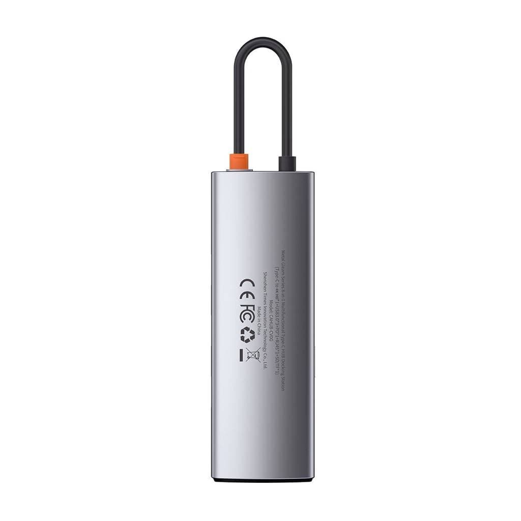 DOCKING Station Baseus Metal Gleam,conec USB-C,USB 3.0x3,SDx1,microSDx1,RJ-45 Gigabit LANx1,USB-Cx1 PD 100W 5V/9V/14.5/20V 5A (Max.) HDMIx1/4K/30Hz "CAHUB-CV0G"-6953156204652 — miniatură
