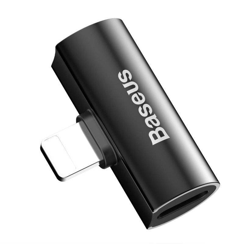ADAPTOR Incarcare si audio Baseus, 1 x Ligthning (T) la 2 x Lightning (M), negru "CAL46-01" - 6953156287143 — miniatură