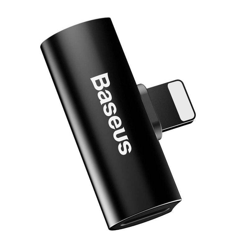 ADAPTOR Incarcare si audio Baseus, 1 x Ligthning (T) la 2 x Lightning (M), negru "CAL46-01" - 6953156287143 — miniatură