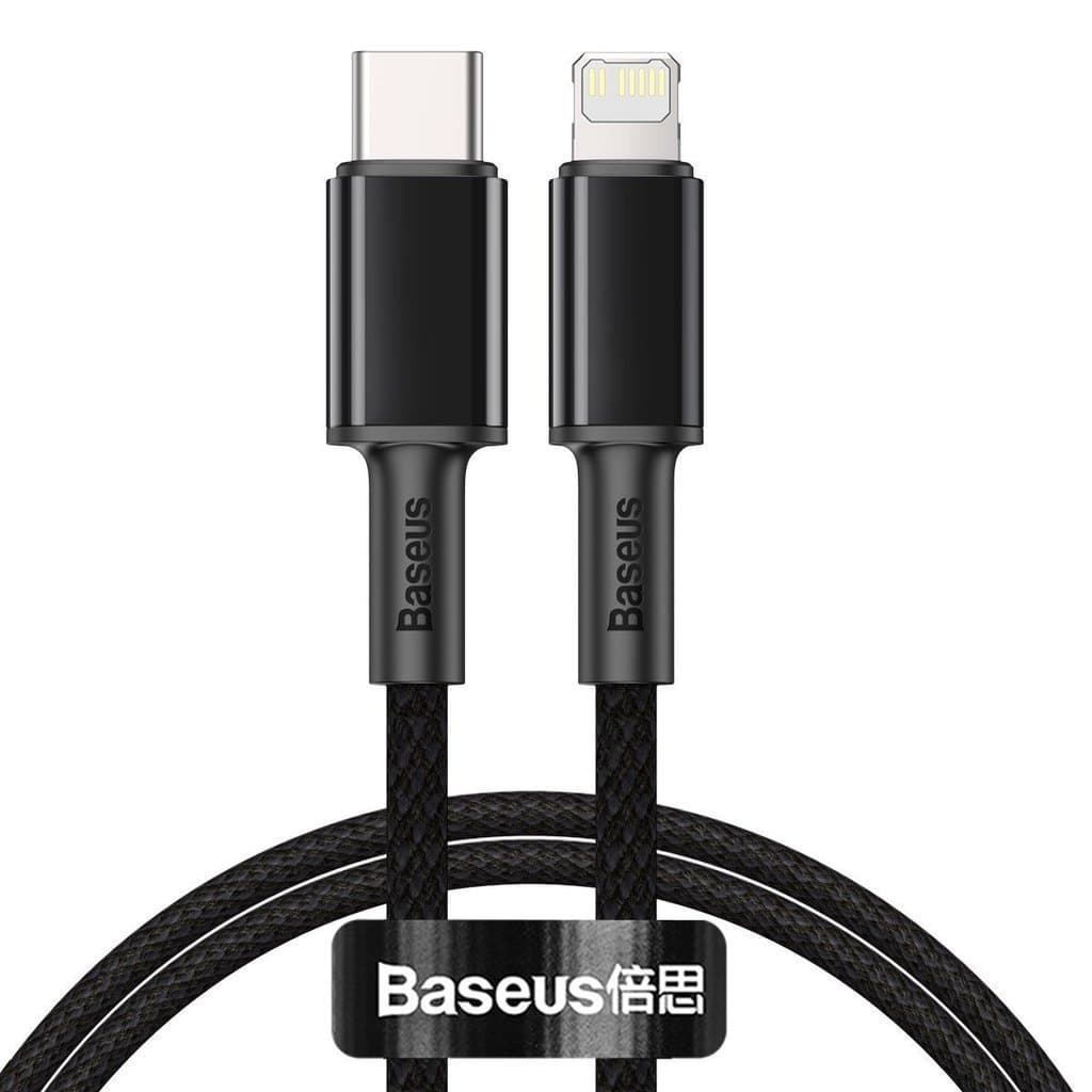 CABLU alimentare si date Baseus High Density Braided, Fast Charging Data Cable pt. smartphone, USB Type-C la Lightning PD 20W, braided, 1m, negru "CATLGD-01" - 6953156231917