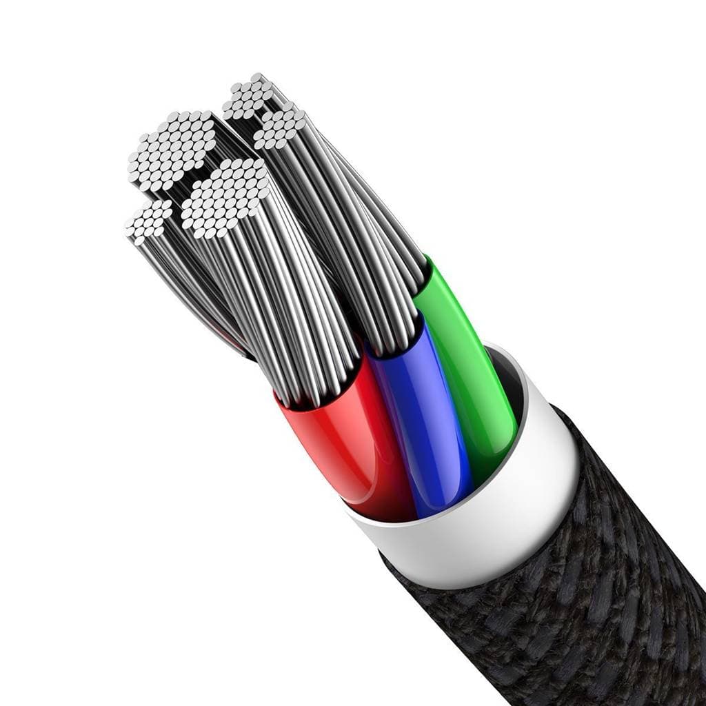 CABLU alimentare si date Baseus High Density Braided, Fast Charging Data Cable pt. smartphone, USB Type-C la Lightning PD 20W, braided, 1m, negru "CATLGD-01" - 6953156231917 — miniatură