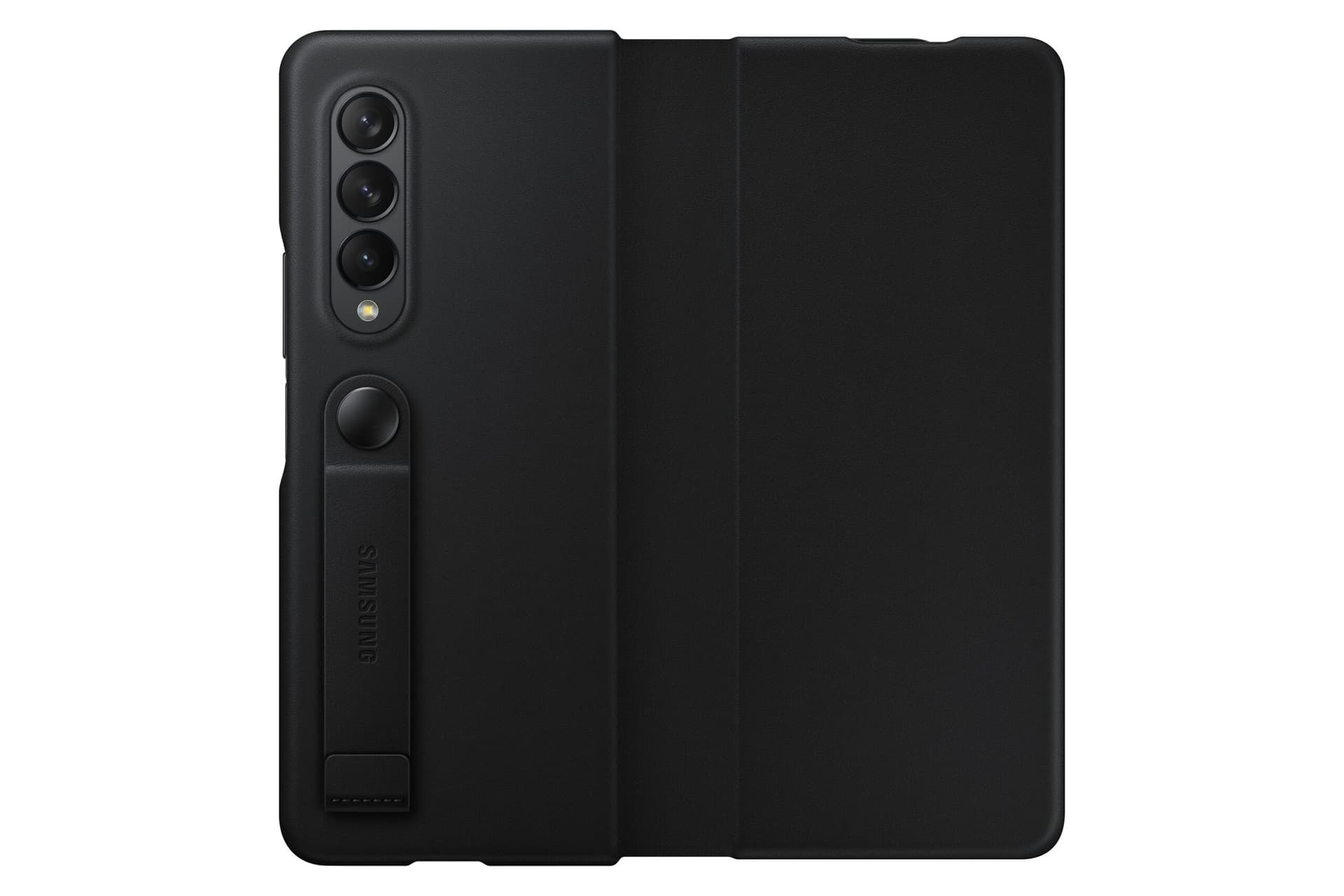 HUSA Smartphone Samsung, pt Galaxy Z Fold3, tip back cover (protectie spate), piele, ultrasubtire, negru, "EF-FF926LBEGWW" — miniatură