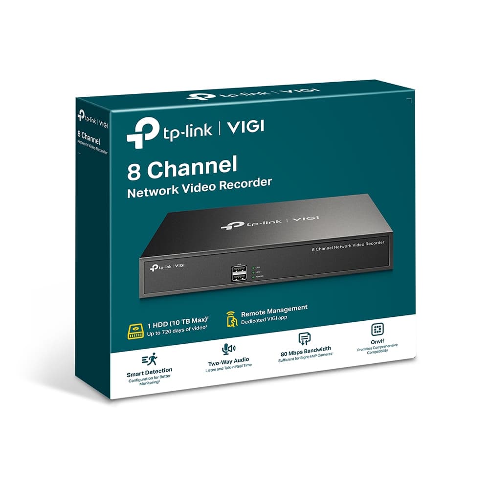 NVR TP-Link VIGI, 8 canale, capacitate max 10 TB, porturi HDMI | VGA | Retea RJ45 | 2 x USB 2.0, "VIGI NVR1008H" — miniatură