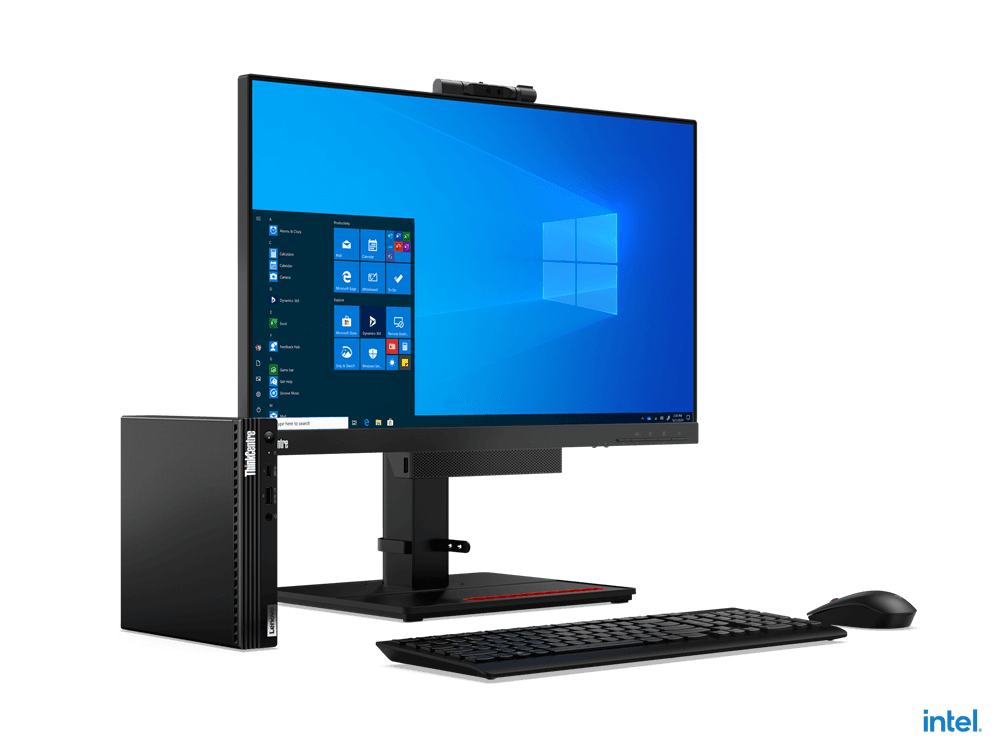 DESKTOP LENOVO, "ThinkCentre M70q" Micro Tower, CPU i5-11400T, Intel UHD Graphics 730, memorie 8 GB, SSD 512 GB, tastatura si mouse, FreeDos, "11MY003ARI" — miniatură
