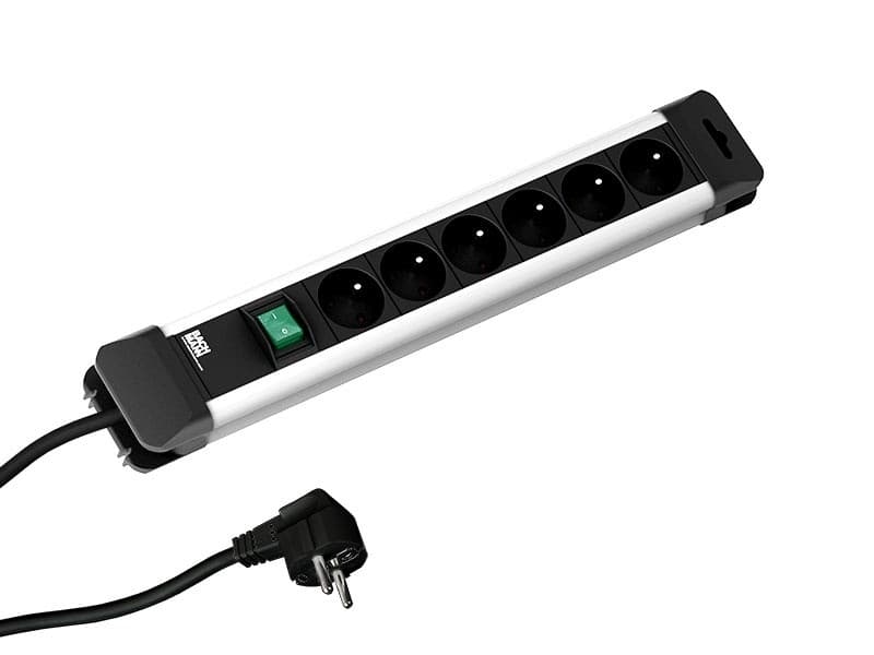 PRELUNGITOR Bachmann, Schuko x 5, conectare prin Schuko (T), cablu 2 m, protectie copii, negru, "330.101"