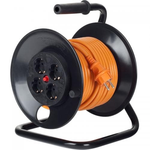 PRELUNGITOR Bachmann, Schuko x 4, conectare prin Schuko (T), cablu 25 m, protectie supratensiune | protectie termica, negru | portocaliu, "392.225"