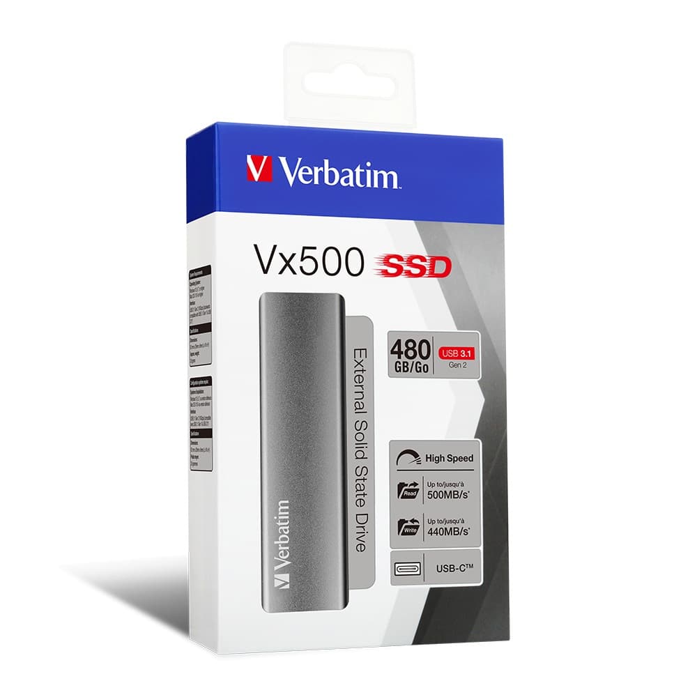 SSD. Externe Verbatim VX500 EXT SSD U3.1 G2 480, "47443" — miniatură