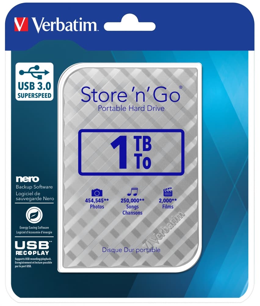 HDD. Externe Verbatim HDD 2.5 1TB USB 3.0 SIL, "53197" — miniatură