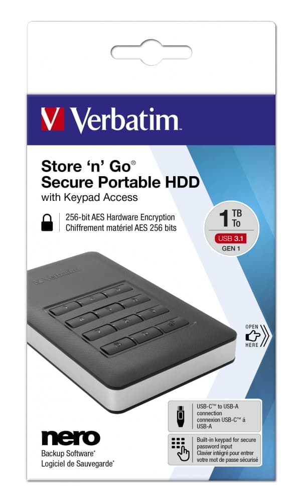 HDD. Externe Verbatim StoreNGo HDD USB 3.1 G1 1TB, "53401" — miniatură