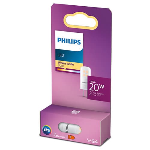 BEC LED Philips, soclu G4, putere 1.8W, forma capsula, lumina alb calda, alimentare 220 - 240 V, "000008718699767631" — miniatură