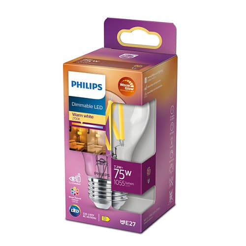 BEC LED Philips, soclu E27, putere 7.2W, forma clasic, lumina alb calda, alimentare 220 - 240 V, "000008719514323995" — miniatură
