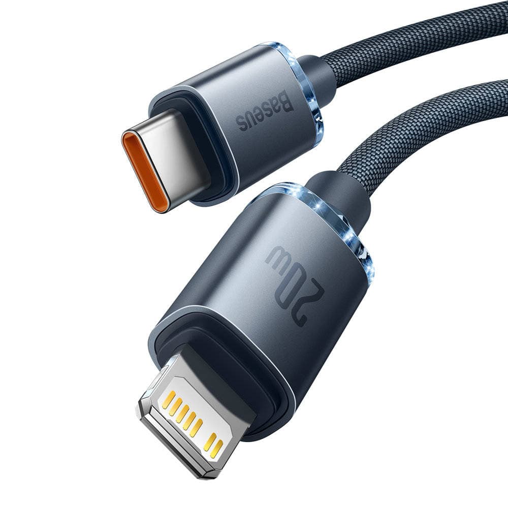 CABLU alimentare si date Baseus Crystal Shine, Fast Charging Data Cable pt. smartphone, USB Type-C la Lightning Iphone PD 20W, 1.2m, negru "CAJY000201" - 6932172602741 — miniatură