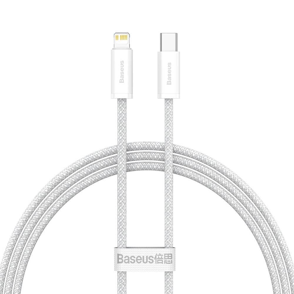 CABLU alimentare si date Baseus Dynamic, Fast Charging Data Cable pt. smartphone, USB Type-C la Lightning Iphone PD 20W, braided, 1m, alb "CALD000002" - 6932172601881