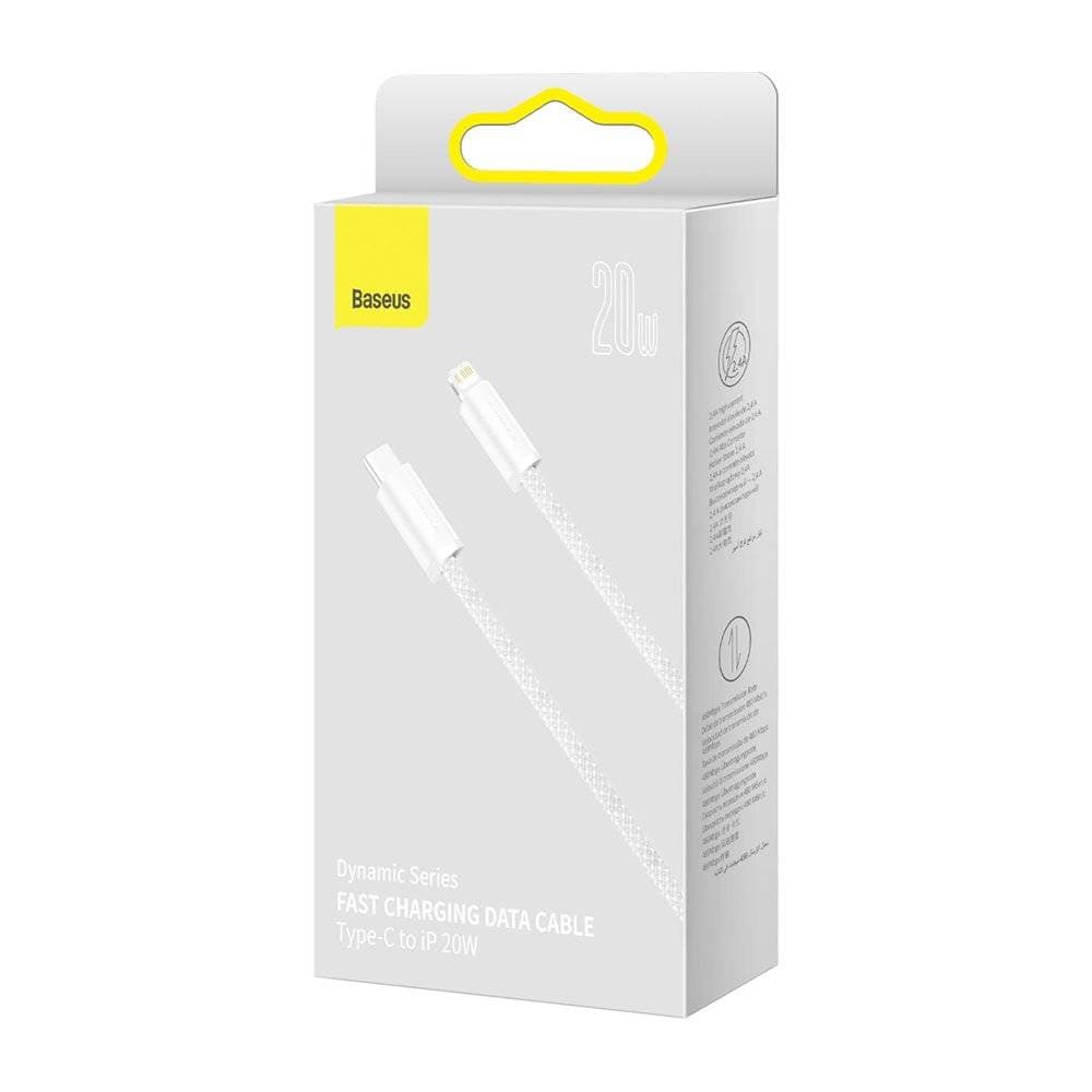CABLU alimentare si date Baseus Dynamic, Fast Charging Data Cable pt. smartphone, USB Type-C la Lightning Iphone PD 20W, braided, 1m, alb "CALD000002" - 6932172601881 — miniatură