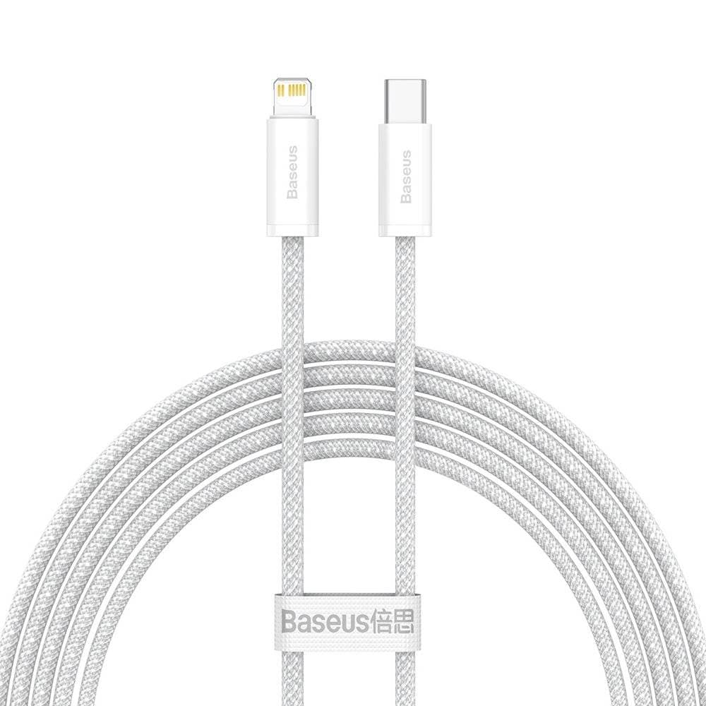CABLU alimentare si date Baseus Dynamic, Fast Charging Data Cable pt. smartphone, USB Type-C la Lightning Iphone PD 20W, braided, 2m, alb "CALD000102" - 6932172601935