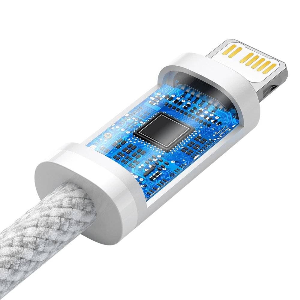 CABLU alimentare si date Baseus Dynamic, Fast Charging Data Cable pt. smartphone, USB Type-C la Lightning Iphone PD 20W, braided, 2m, alb "CALD000102" - 6932172601935 — miniatură
