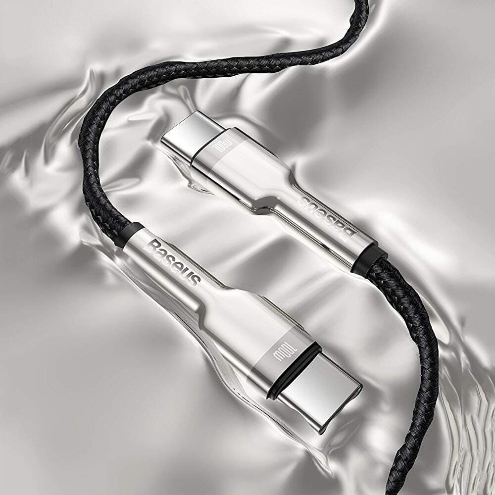 CABLU alimentare si date Baseus Cafule Metal, Fast Charging Data Cable pt. smartphone, USB Type-C la USB Type-C 100W, braided, 2m, negru "CATJK-D01" - 6953156202368 — miniatură