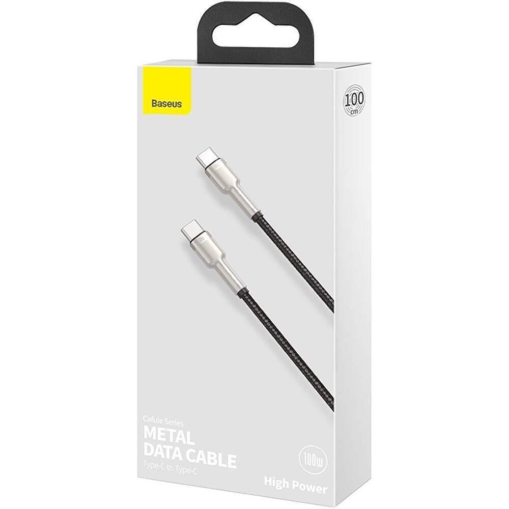 CABLU alimentare si date Baseus Cafule Metal, Fast Charging Data Cable pt. smartphone, USB Type-C la USB Type-C 100W, braided, 2m, negru "CATJK-D01" - 6953156202368 — miniatură