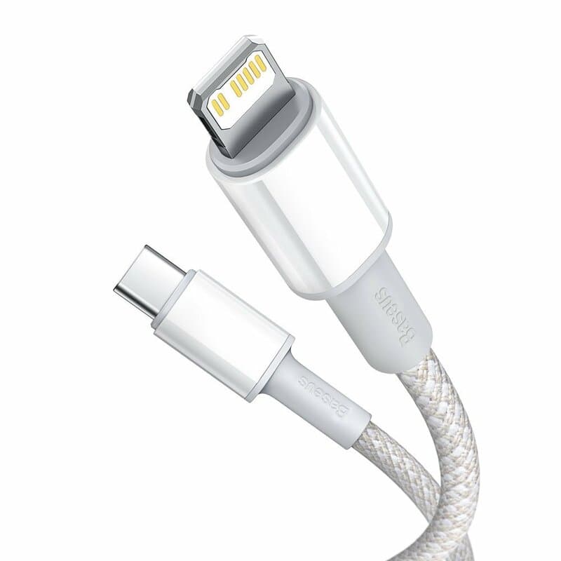 CABLU alimentare si date Baseus High Density Braided,Fast Charging Data Cable pt. smartphone,USB Type-C la Lightning PD 20W, braided, 1m, alb "CATLGD-02" - 6953156231924 — miniatură