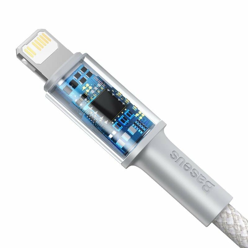 CABLU alimentare si date Baseus High Density Braided,Fast Charging Data Cable pt. smartphone,USB Type-C la Lightning PD 20W, braided, 1m, alb "CATLGD-02" - 6953156231924 — miniatură