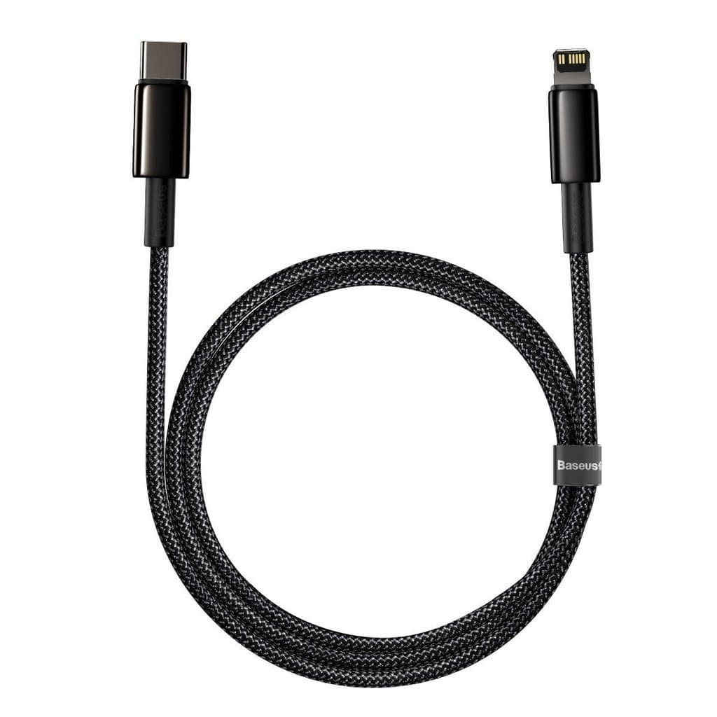 CABLU alimentare si date Baseus Tungsten Gold,Fast Charging Data Cable pt. smartphone,USB la Lightning 20W, braided,2m rezistent zgarieturi,negru "CATLWJ-A01" - 6953156232044 — miniatură