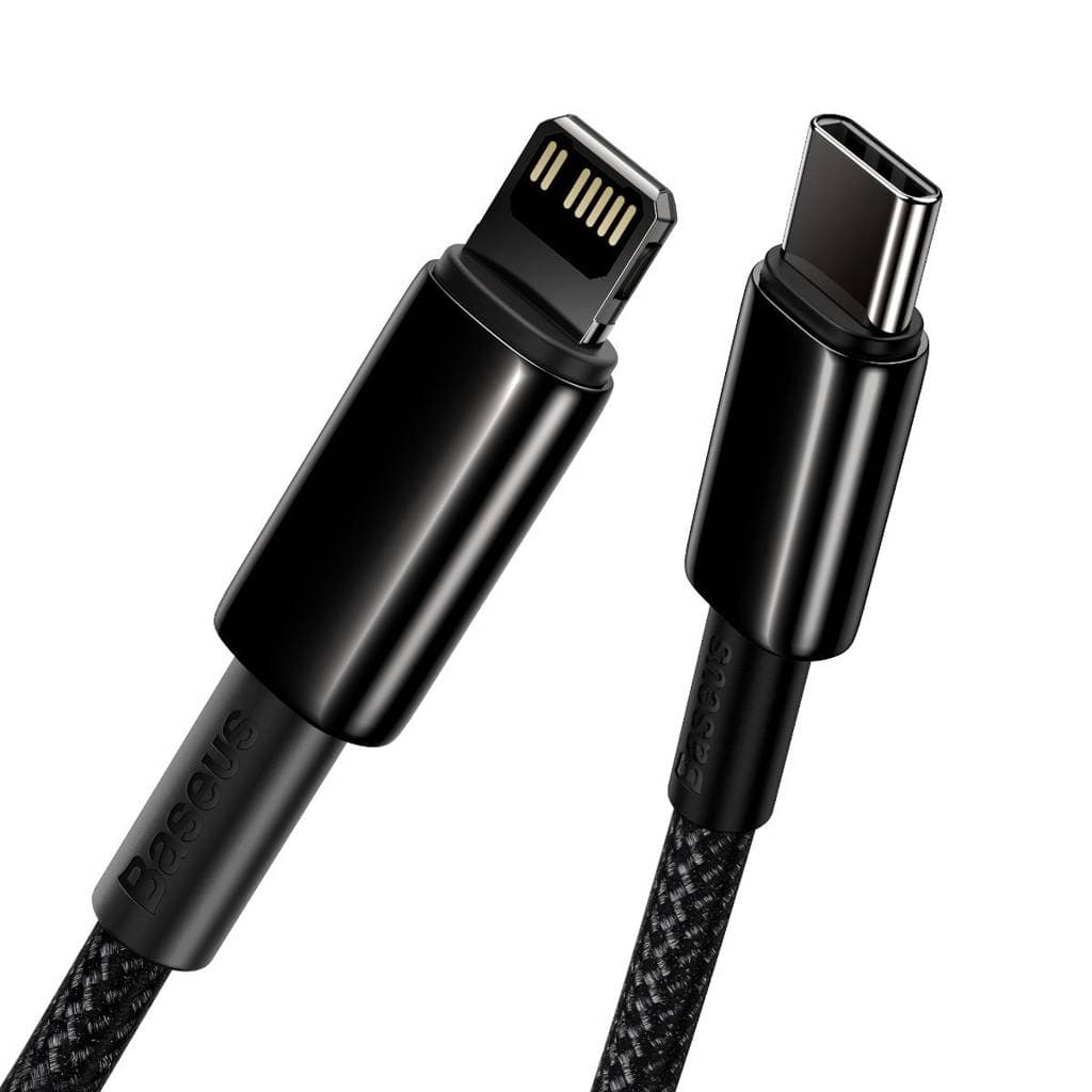 CABLU alimentare si date Baseus Tungsten Gold,Fast Charging Data Cable pt. smartphone,USB la Lightning 20W, braided,2m rezistent zgarieturi,negru "CATLWJ-A01" - 6953156232044 — miniatură