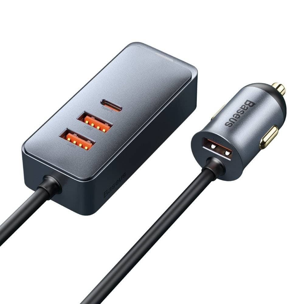 INCARCATOR auto Baseus Share Together PPS, 3 x USB max. 3A si 1 x USB Type-C max 5V/3A, total output 120W, lungime cablu 1.5m, pt. bricheta auto, gri "CCBT-B0G"-6953156206687